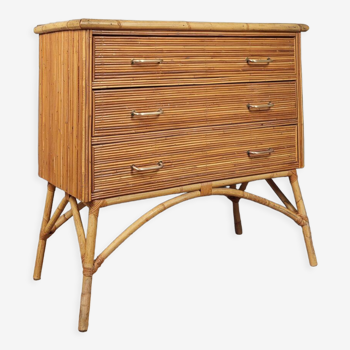 Vintage chest of drawers in bamboo and rattan