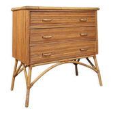 Commode vintage en bambou et rotin