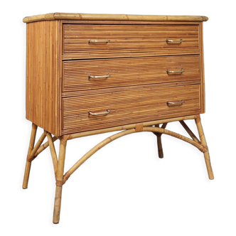 Vintage chest of drawers in bamboo and rattan
