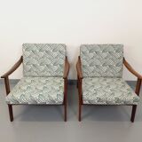 Pair of vintage Scandinavian Arne Wahl Iversen armchairs for Komfort teak