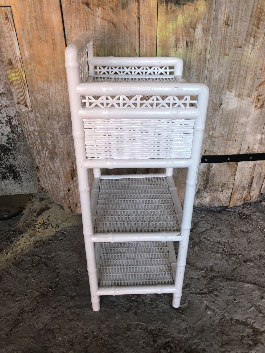 Lot 3 meubles commodes rotin blanc vintage