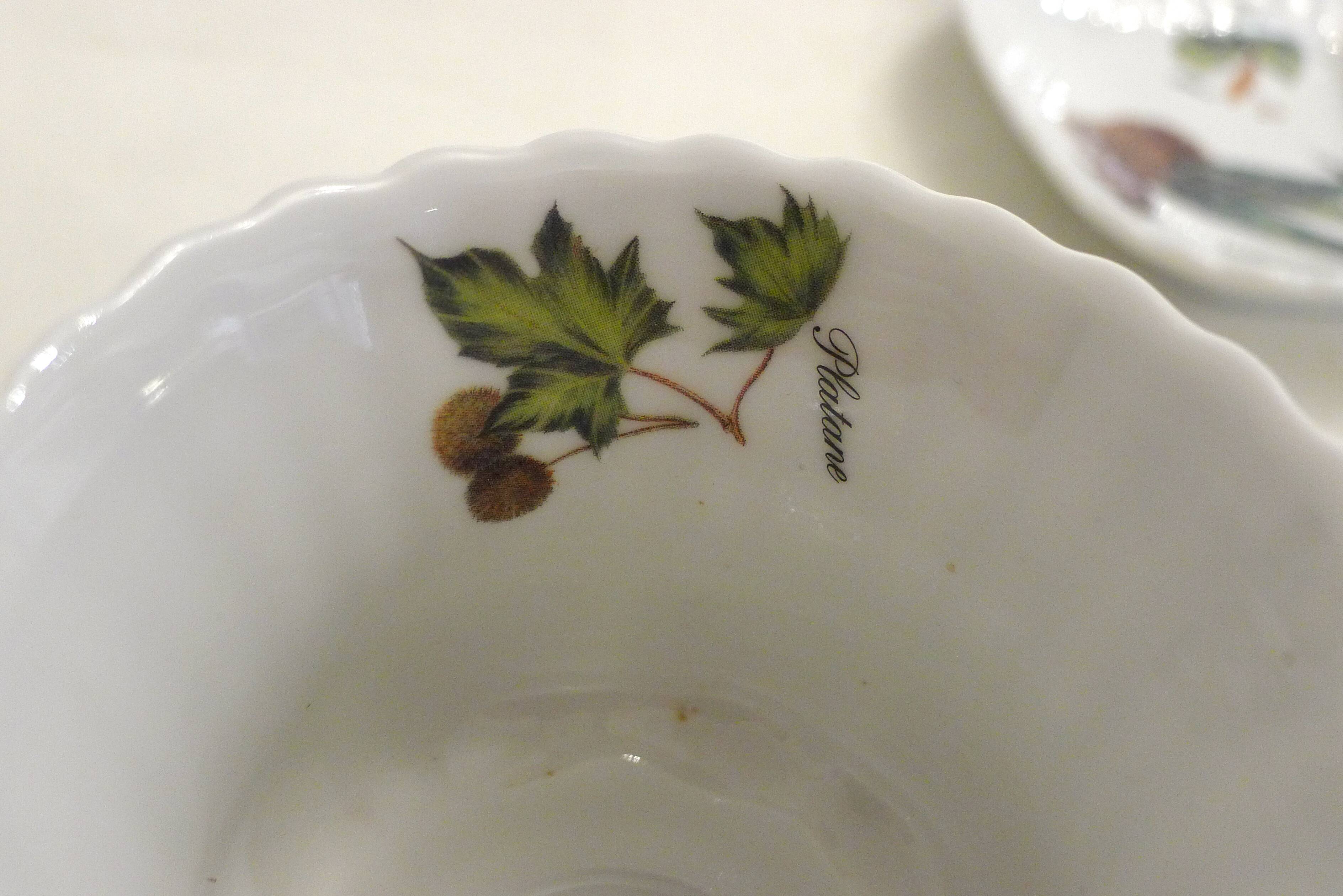 Tea cup, solitary service, naturalistic decoration, in Limoges porcelain.