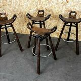 4x 50s 60s Bar Stools Barstools Attributed to Carl Malmsten Sweden Design