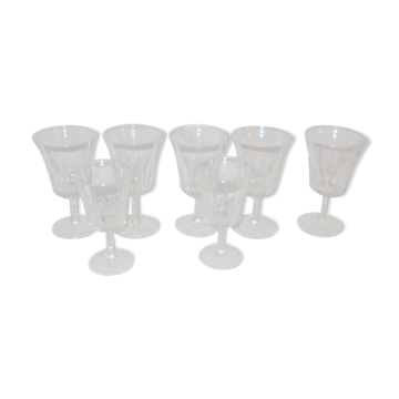Lot of 7 antique stemmed glasses.