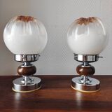 Paire de lampes mazzega 1970 verre de Murano