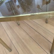 Authentic Hollywood Regency Side Table — Patinated Brass and Glass