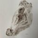 Painting signed sepia monochrome watercolor study of the statue “Rodin’s kiss”