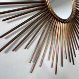 Old sun mirror in gold metal design from the 60s Chaty Vallauris