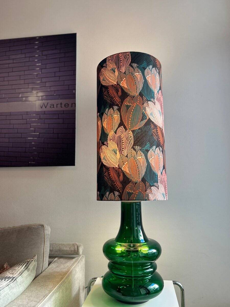 Vintage Doria lamp in green opaline glass with internal lighting by Doria Leuchten, 1970s.