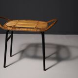 Mid century rattan stool by alan fuchs, uluv, 1960´s, czechoslovakia