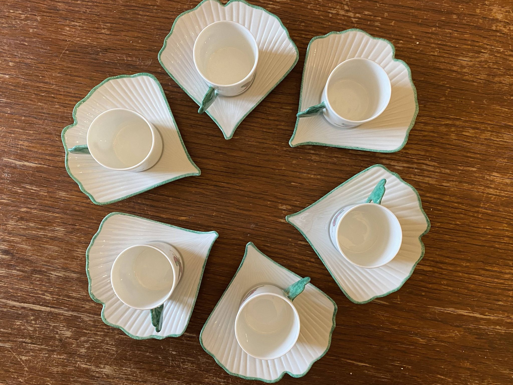 6 Hand Painted Limoges Porcelain Cups and Saucers