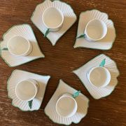 6 Hand Painted Limoges Porcelain Cups and Saucers