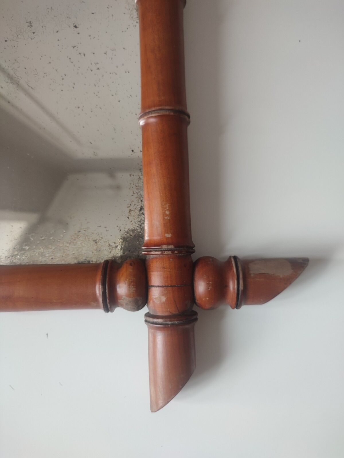 Vintage bamboo wood mirror