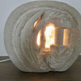 Lampe sculpture en pierre d'Arsène Galisson, signée, 1980