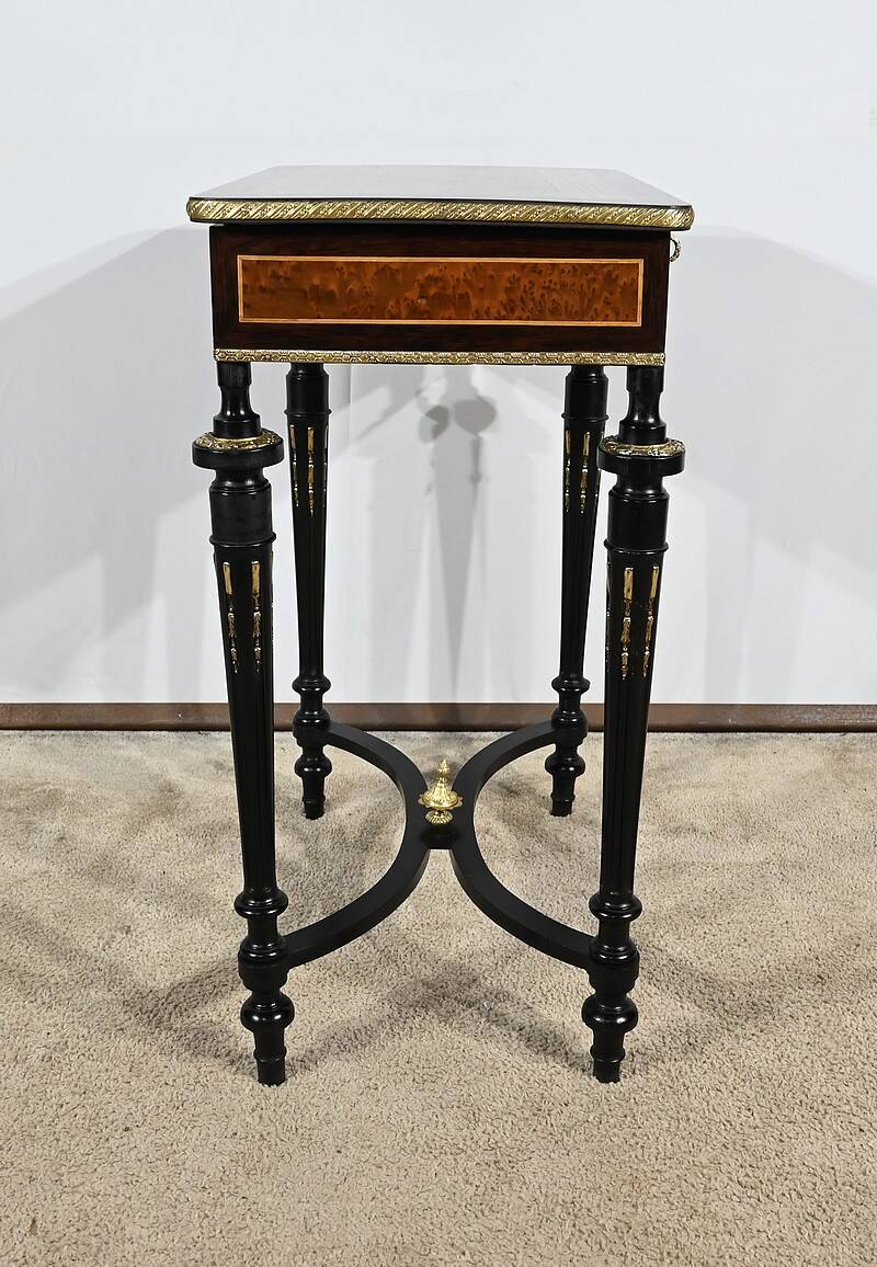 Small Living Room Table in Rosewood and Amboyna Burl, Louis XVI style, Napoleon III period – Mili
