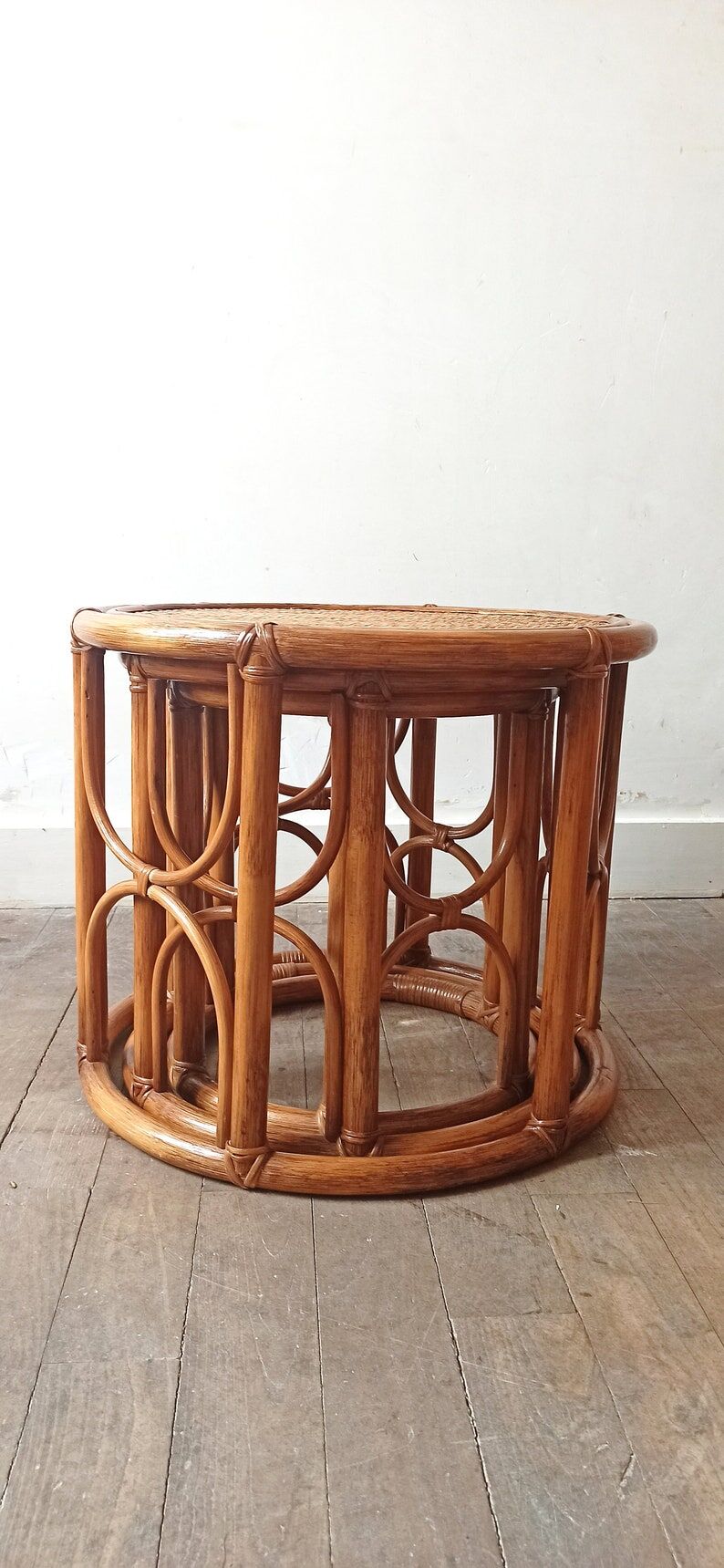 Vintage rattan trundle coffee table
