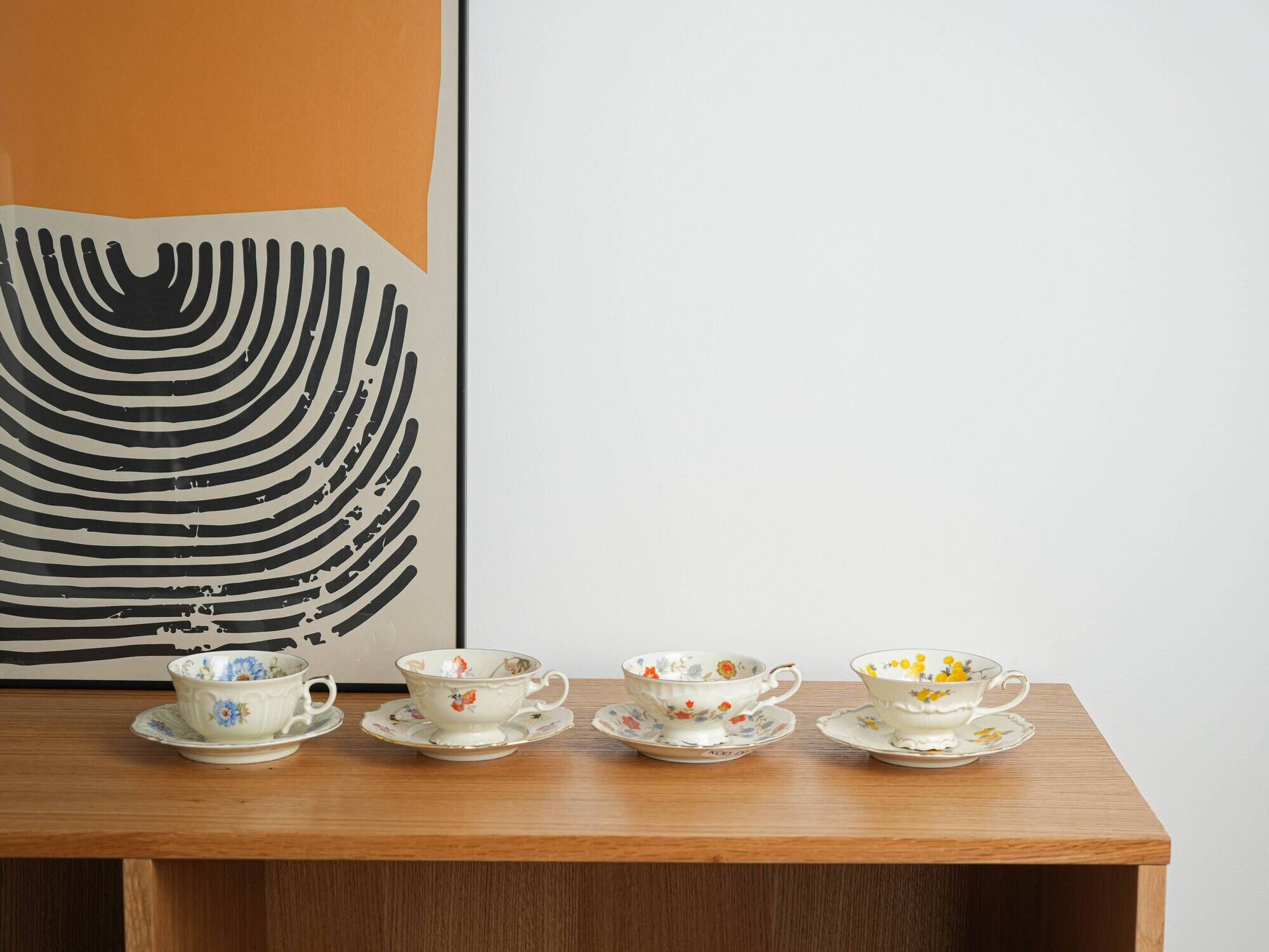 Set of porcelain cups, German design, 20th century, made in Germany