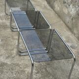 Trundle tables chrome and glass 1970