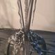 Pair of art nouveau wrought iron lamps with marbled glass paste 42x25