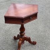 Solid wood corner side table with drawer