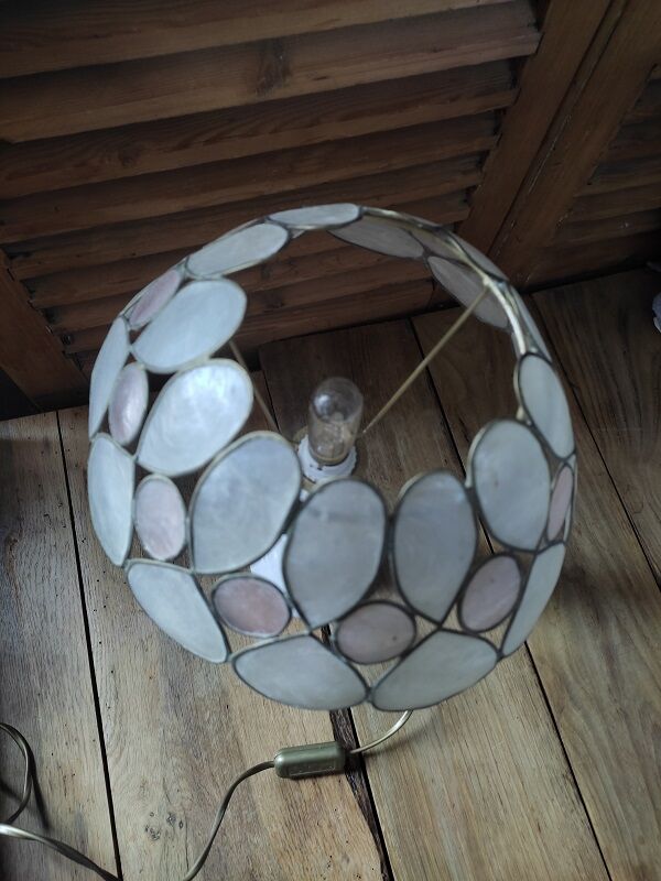 Desk lamp Room Lampshade mother-of-pearl pink alabaster base Dp 082271