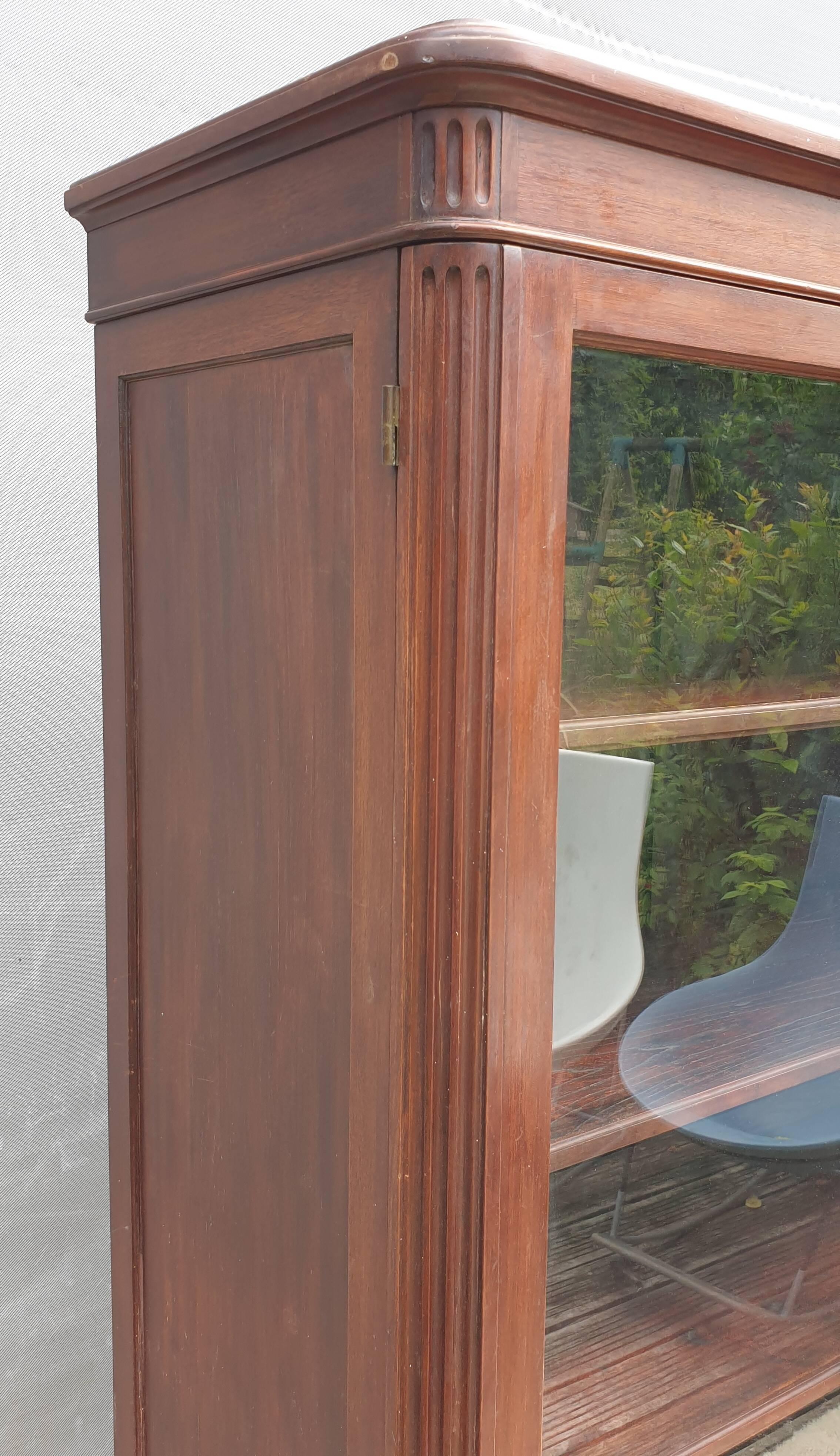 Mahogany library showcase Louis XVI style