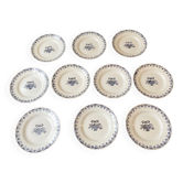 Service 10 assiettes plates céramique St Amand Marie-Rose vintage années 20/30