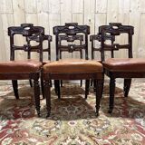 Set of 6 Napoleon III period chairs in mahogany and leather