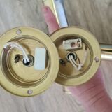 Old pair of gilded brass wall sconces / night lights from the 70s