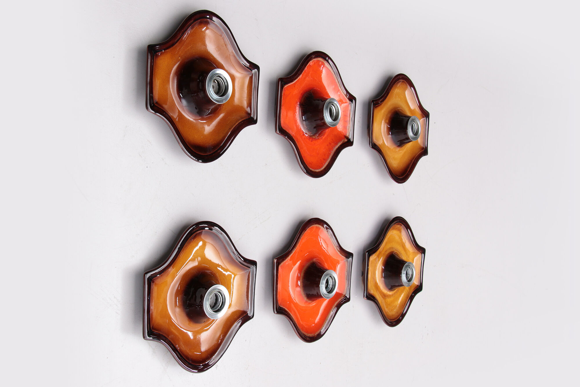 Vintage Set of 6 German ceramic wall lamps with head mirror lamp, 1960