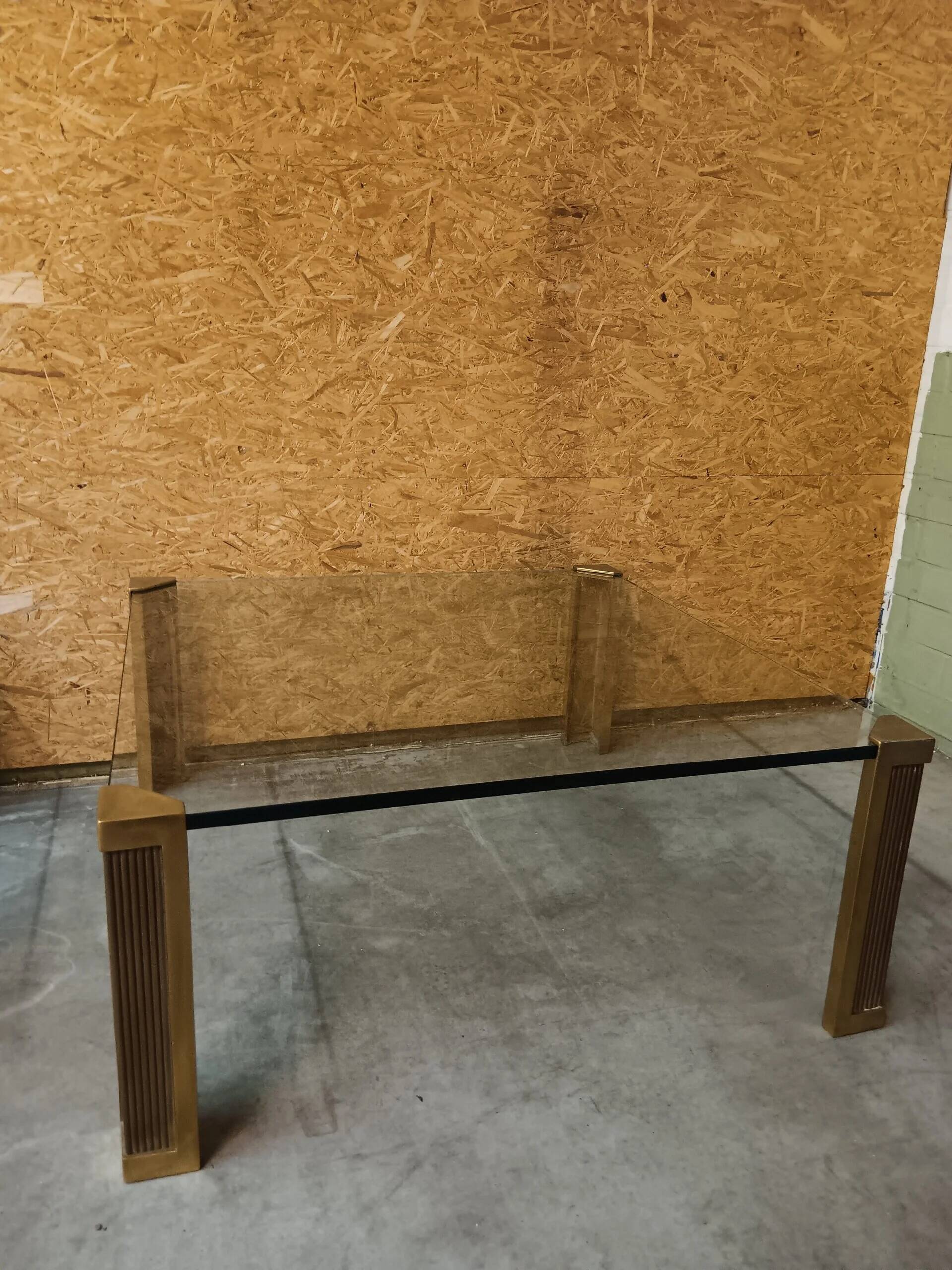 Table basse Peter Ghyczy verre et bronze grande édition