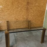 Table basse Peter Ghyczy verre et bronze grande édition