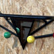 Black metal wood coat rack with vintage mirror