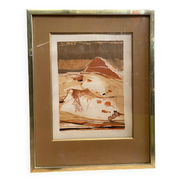 Ancienne lithographie nicole tercinet levin « composition « + cadre doré