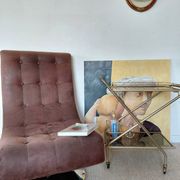 Fauteuil vintage pivotant en suède marron-esprit design années 60/70s