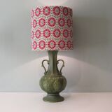 Ceramic table lamp from Bay, West Germany 1960 with handcrafted lampshade