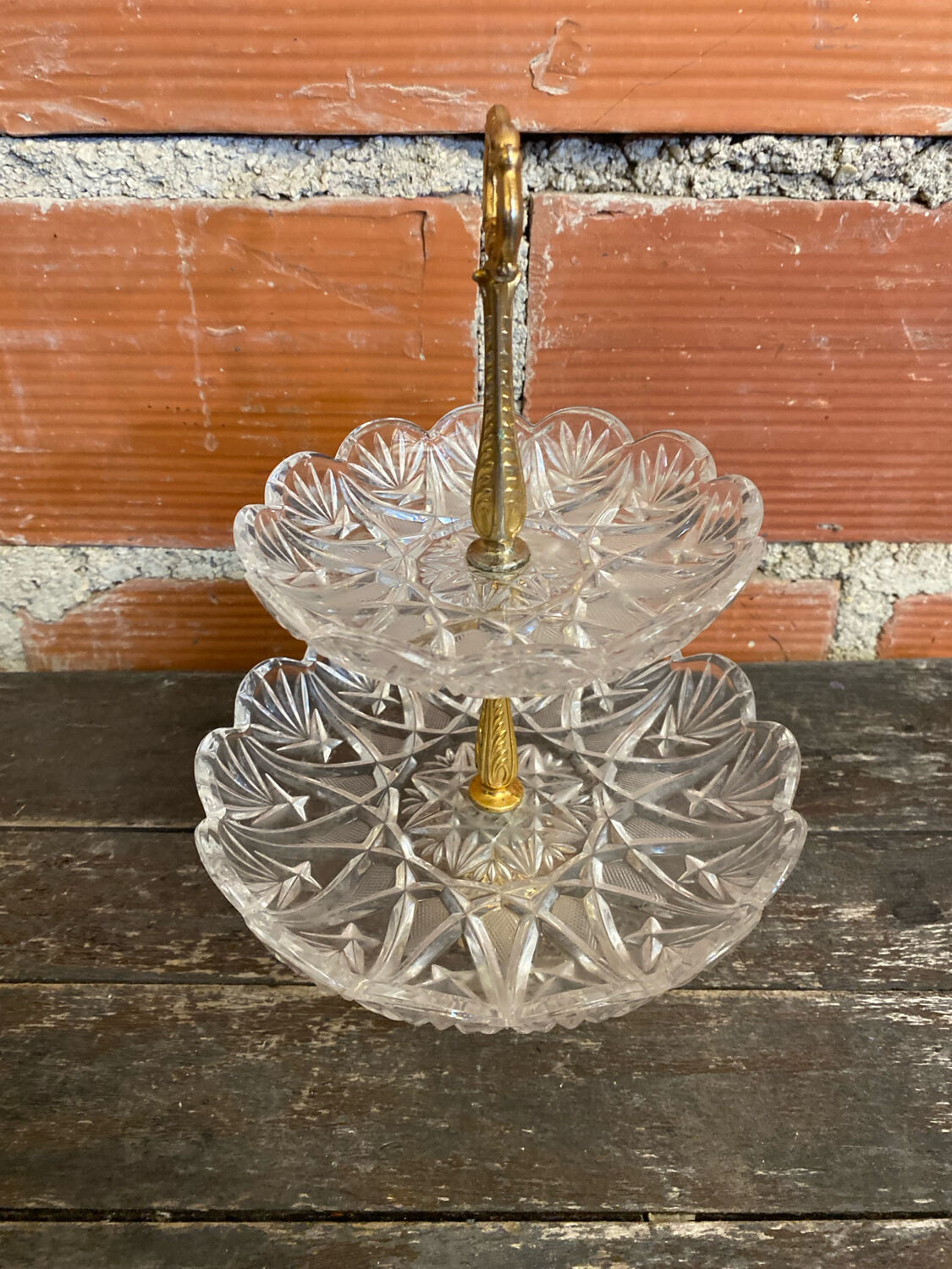 Cake Stand Antique Crystal + Gilded Bronze Trays #