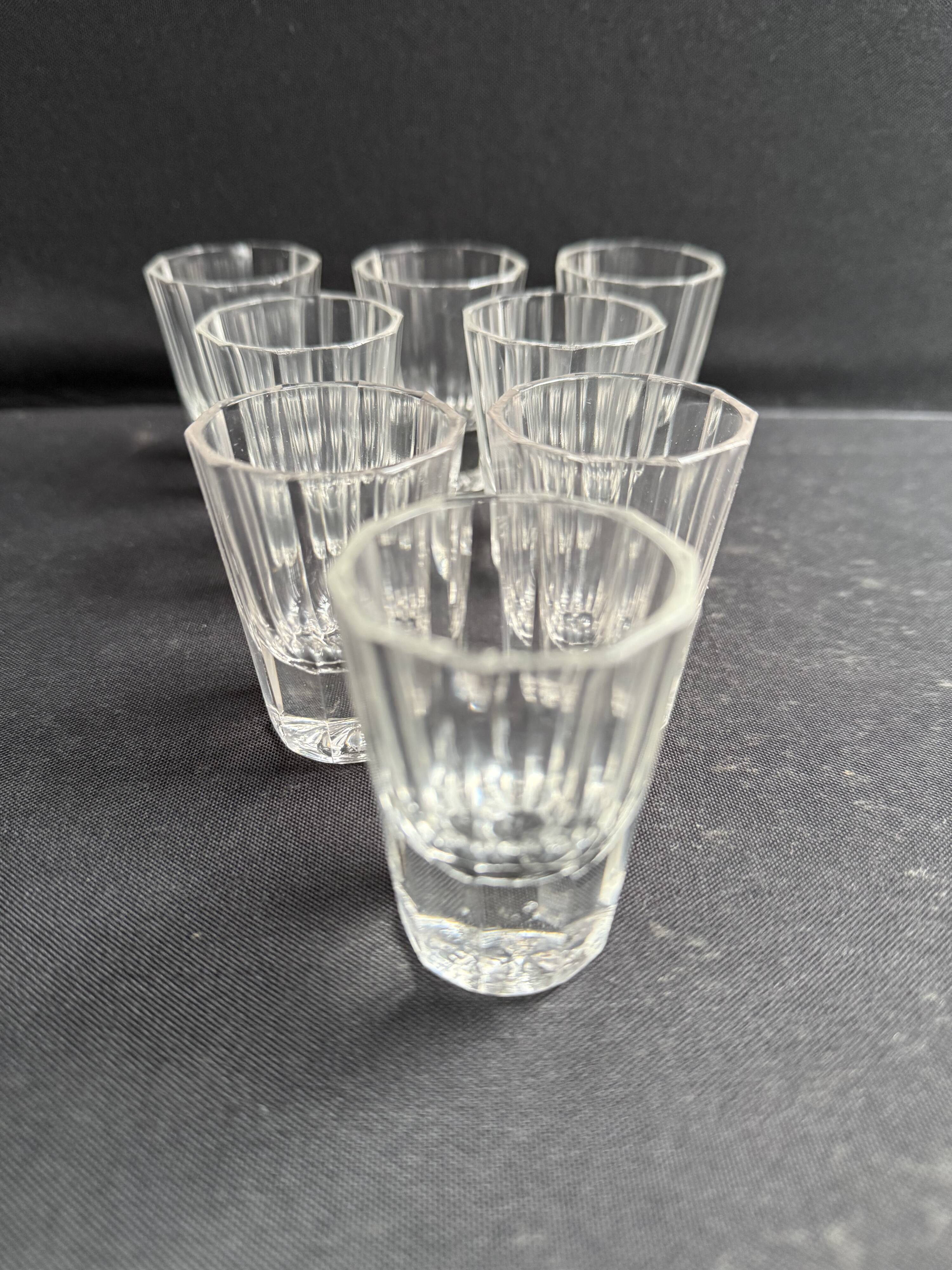 8 Liqueur Glasses – Blown and Cut Crystal