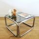 70 sofa end in smoked glass and aluminum base