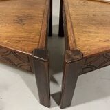 Brutalist triangular shaped oak coffee side tables 1970’s