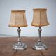 Vintage lamp pair, bedside lamp, tin lamp stand with lampshade, interior décor