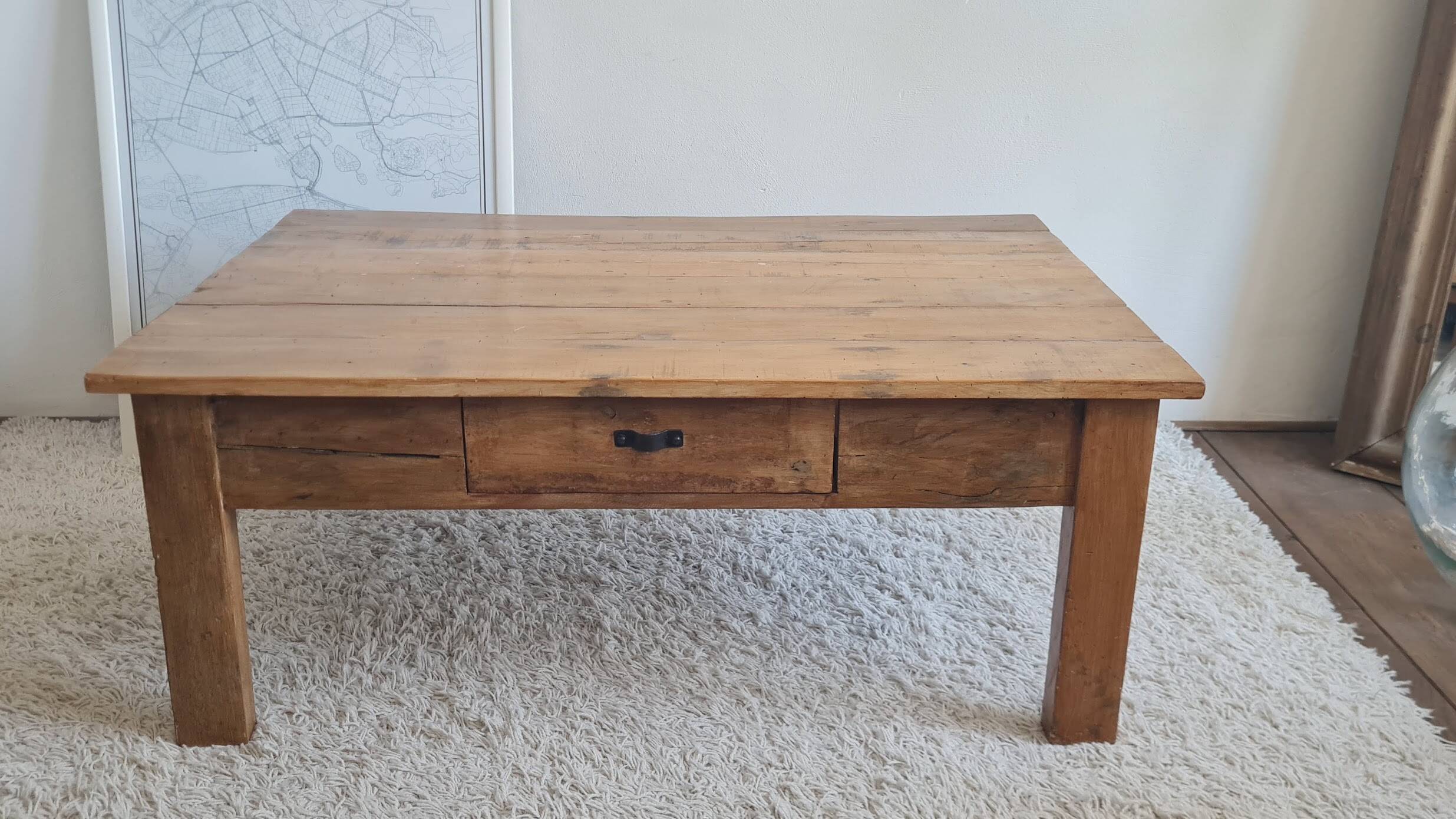 Vintage rectangular wooden coffee table