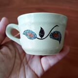 Vintage floral pattern stoneware coffee set, Saint-Amand Sologne earthenware