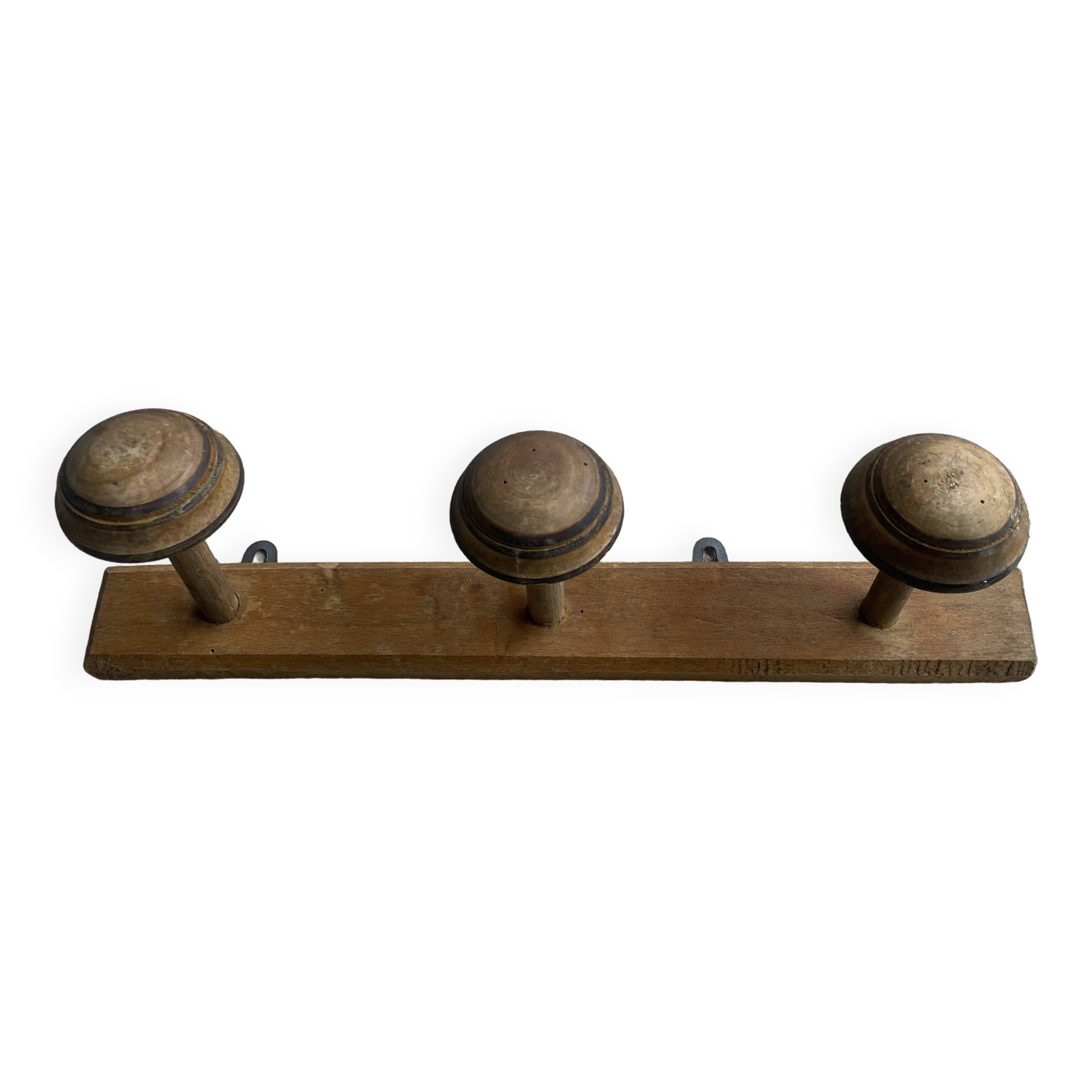 Old wooden wall coat rack