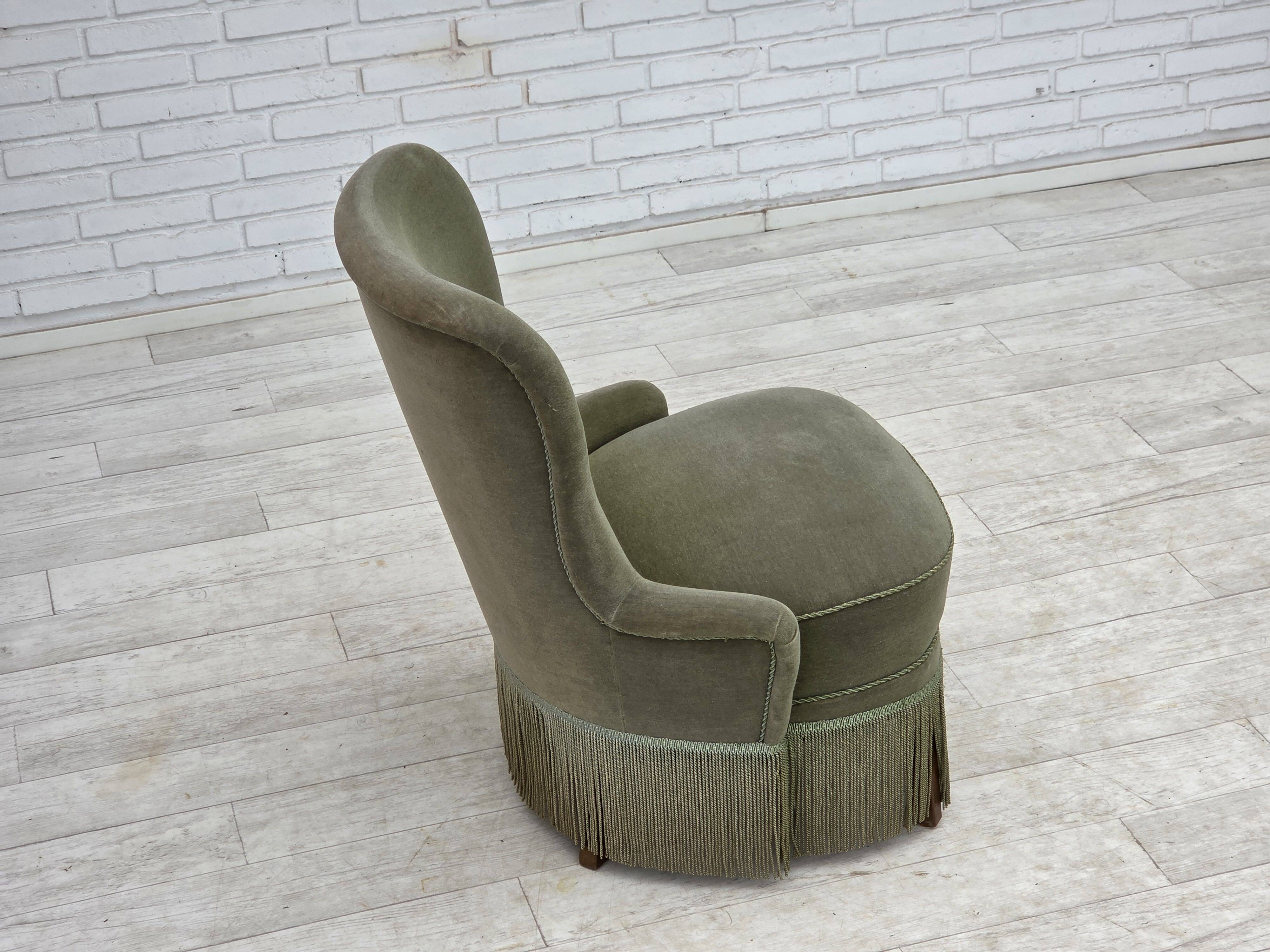 1970s, Danish armchair, green furniture velour.