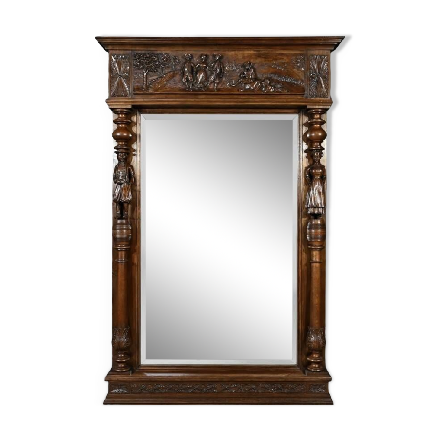 Important Regional Oak Mirror – Early 20th Century