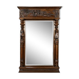 Important Regional Oak Mirror – Early 20th Century