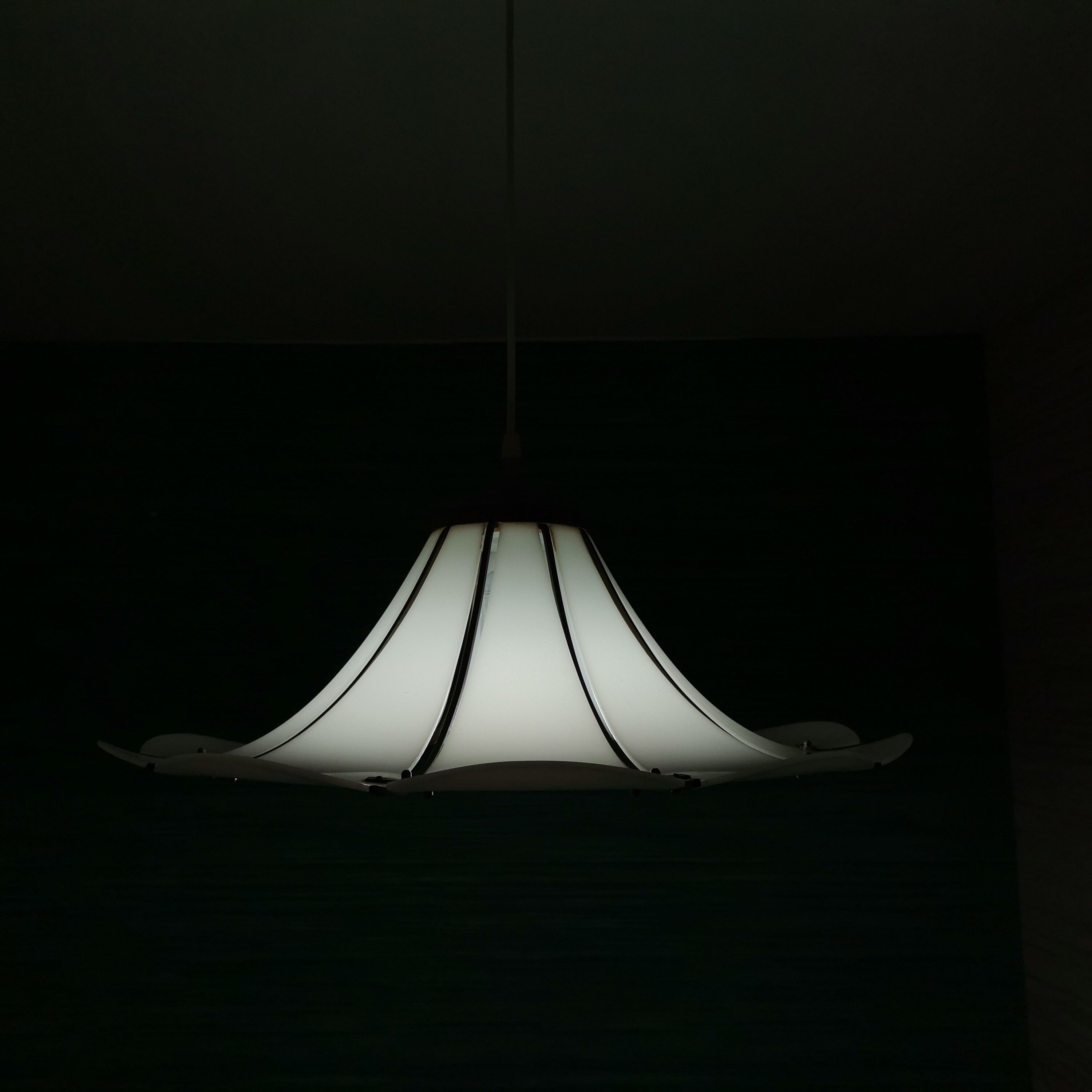 Large Modernist white acrylic hanging light lamp 1970s