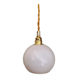 Vintage globe pendant lamp in white opaline