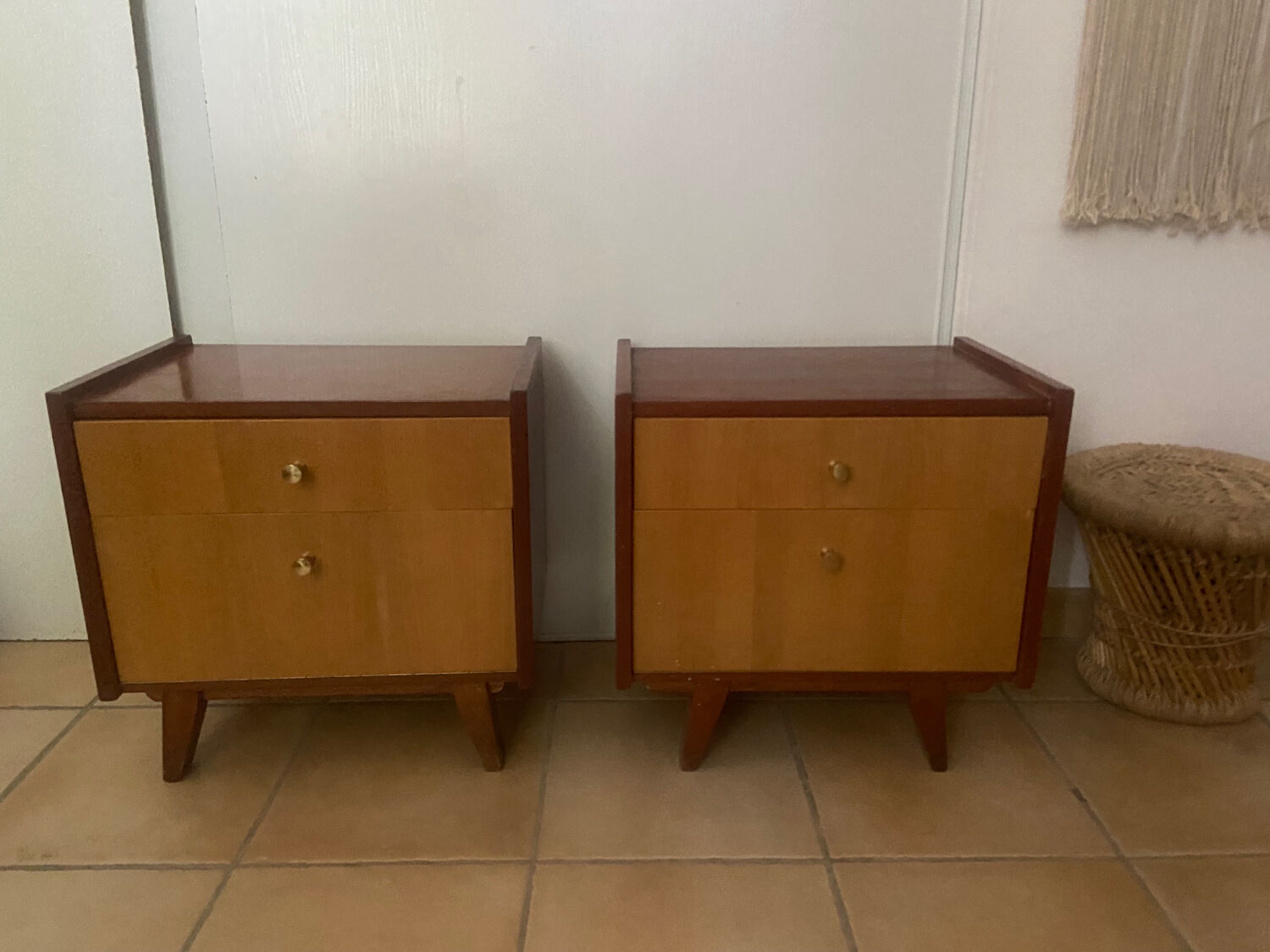 Pair of vintage bedside tables 50s